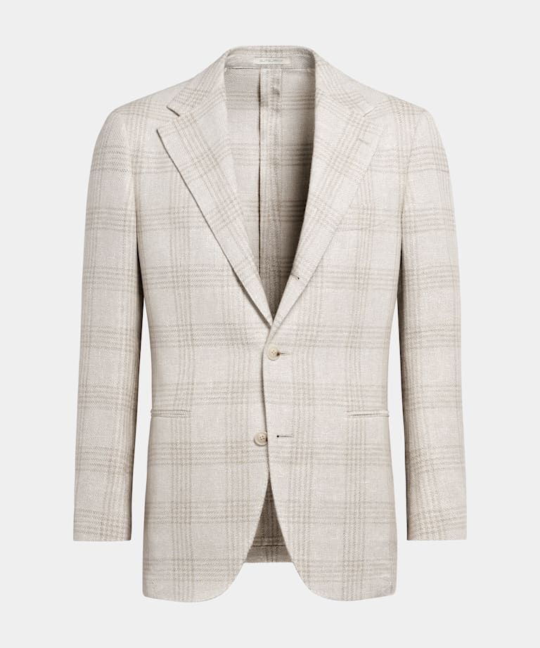 Blazer Roma gris topo claro a cuadros corte Relaxed