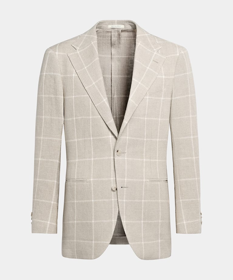 Blazer Roma gris topo claro a cuadros corte Relaxed