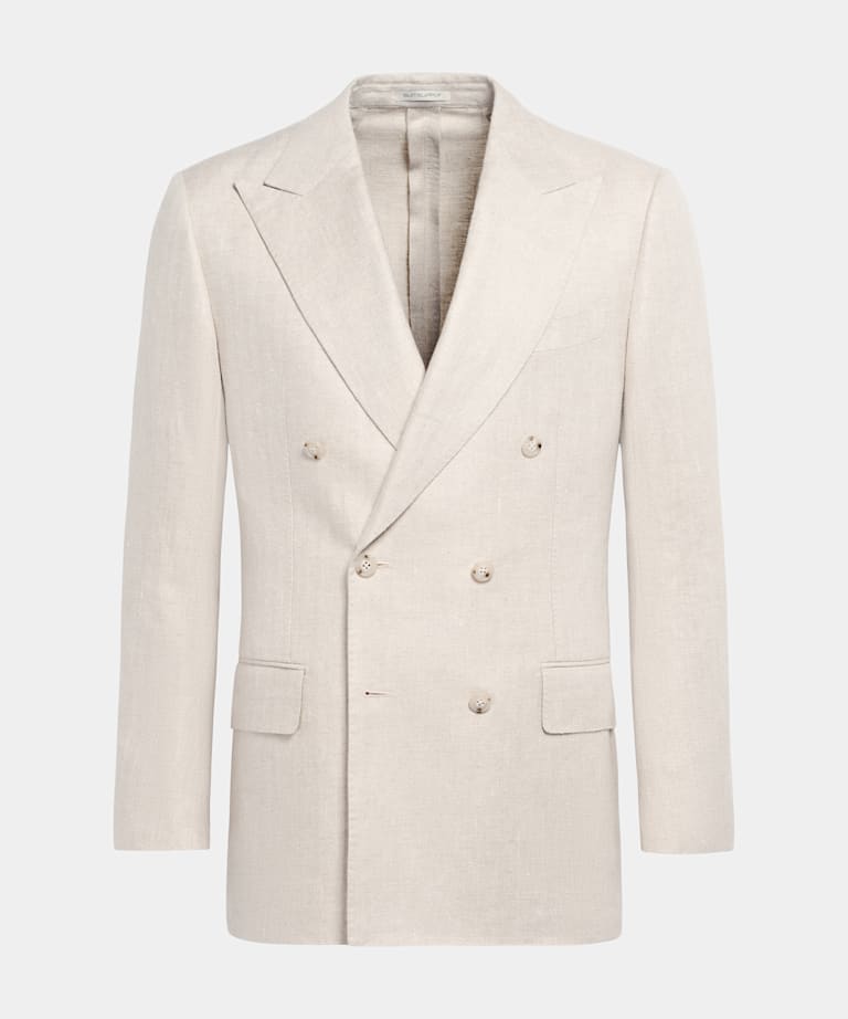 Blazer Milano coupe Tailored taupe clair à chevrons