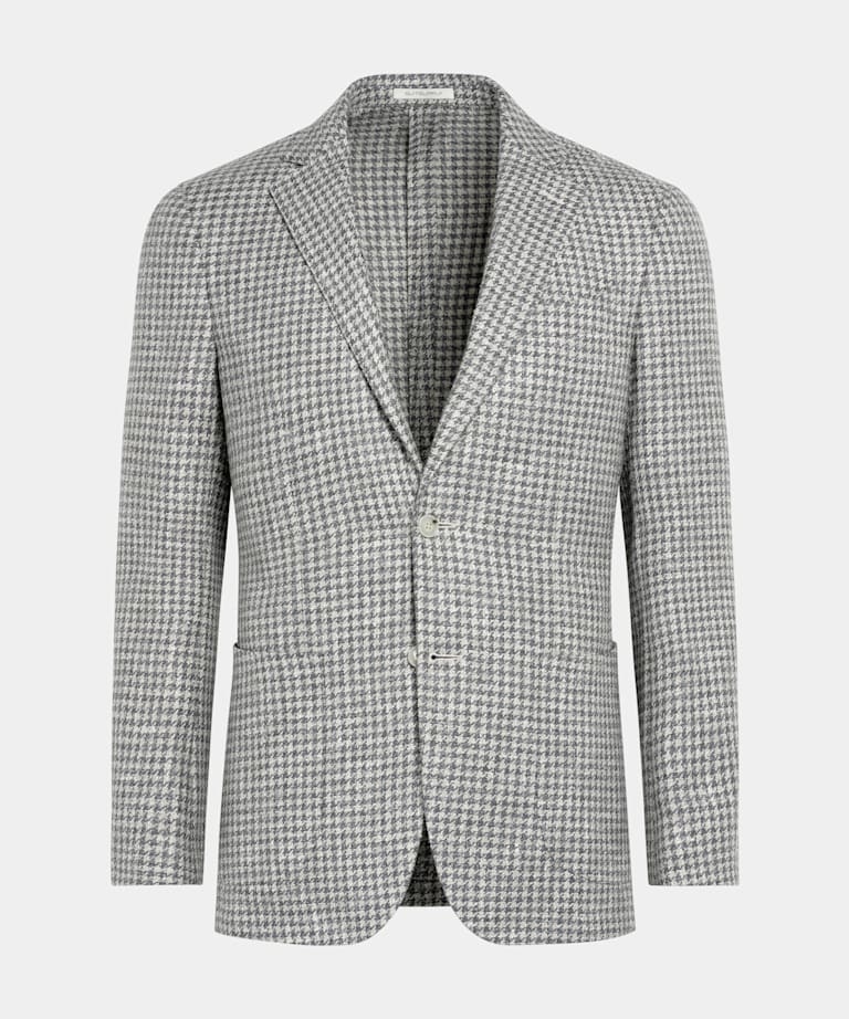 Mid Grey Houndstooth Tailored Fit Havana Blazer