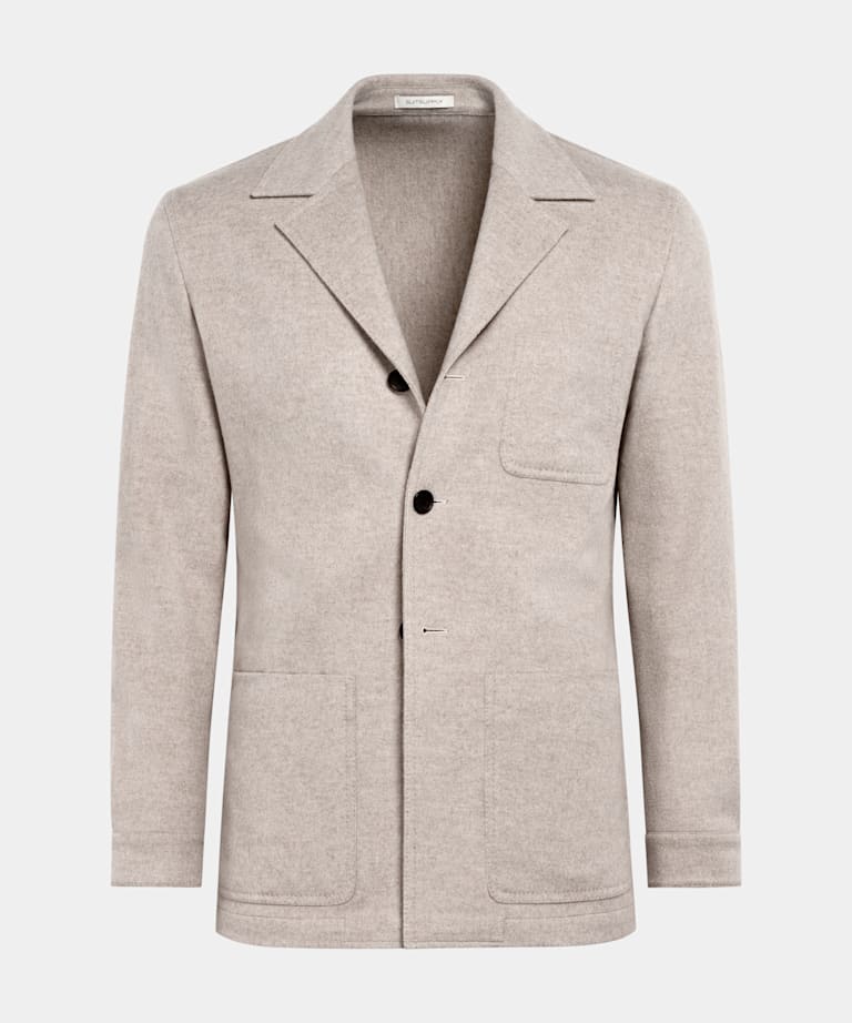 Chaqueta camisa color arena corte Relaxed