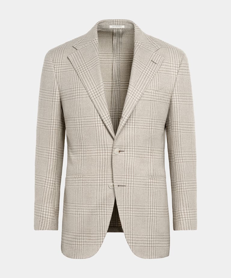 Sand Checked Relaxed Fit Roma Blazer
