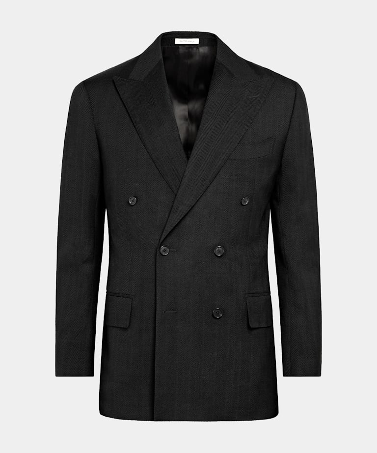 Blazer Milano negro punto de espiga corte Tailored