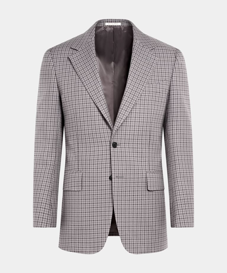 Taupe Checked Tailored Fit Milano Blazer