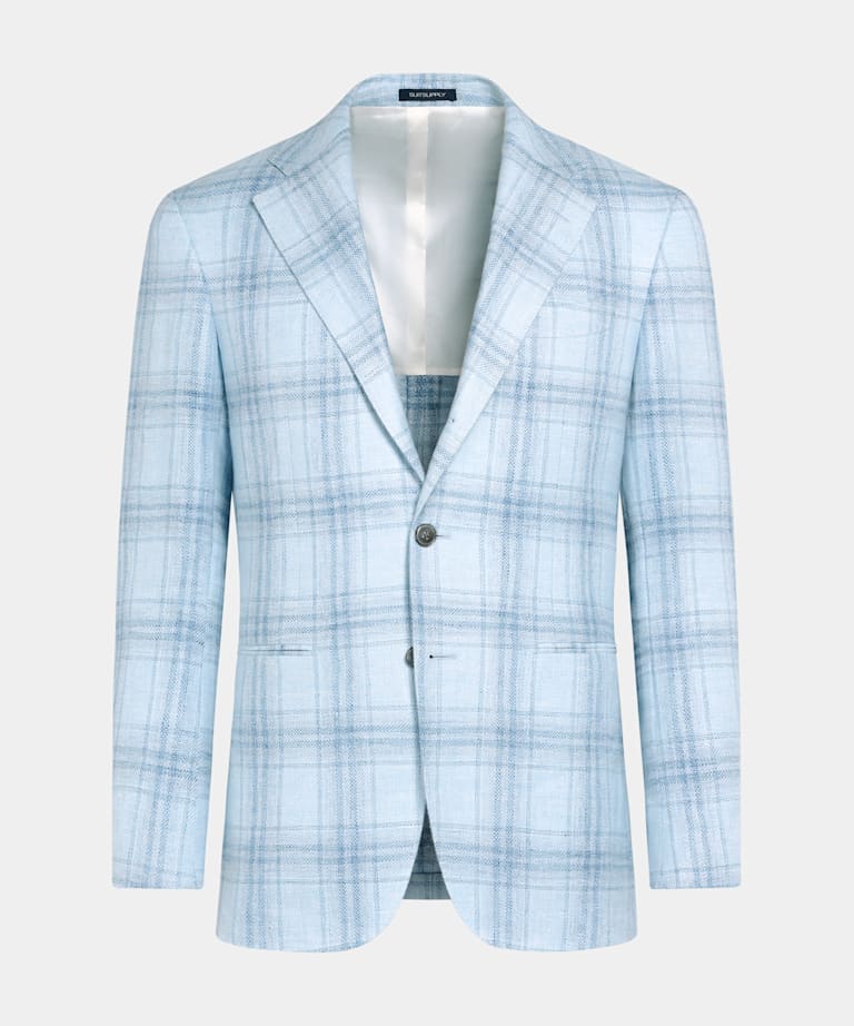 Blazer Havana azul claro a cuadros corte Tailored