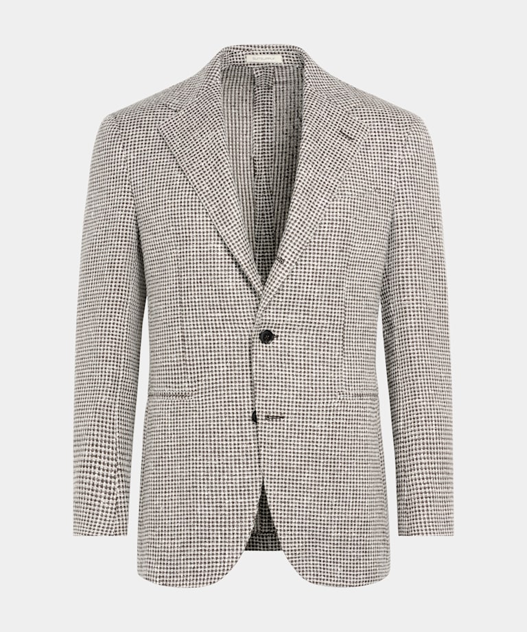 Mid Brown Checked Relaxed Fit Roma Blazer