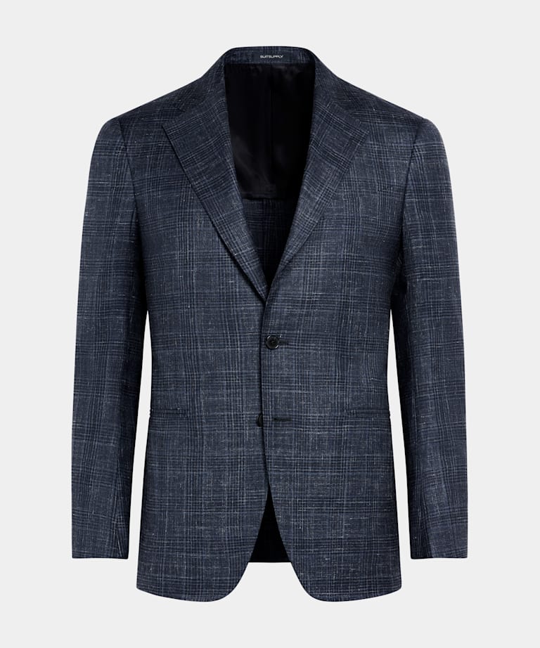 Navy Checked Tailored Fit Havana Blazer