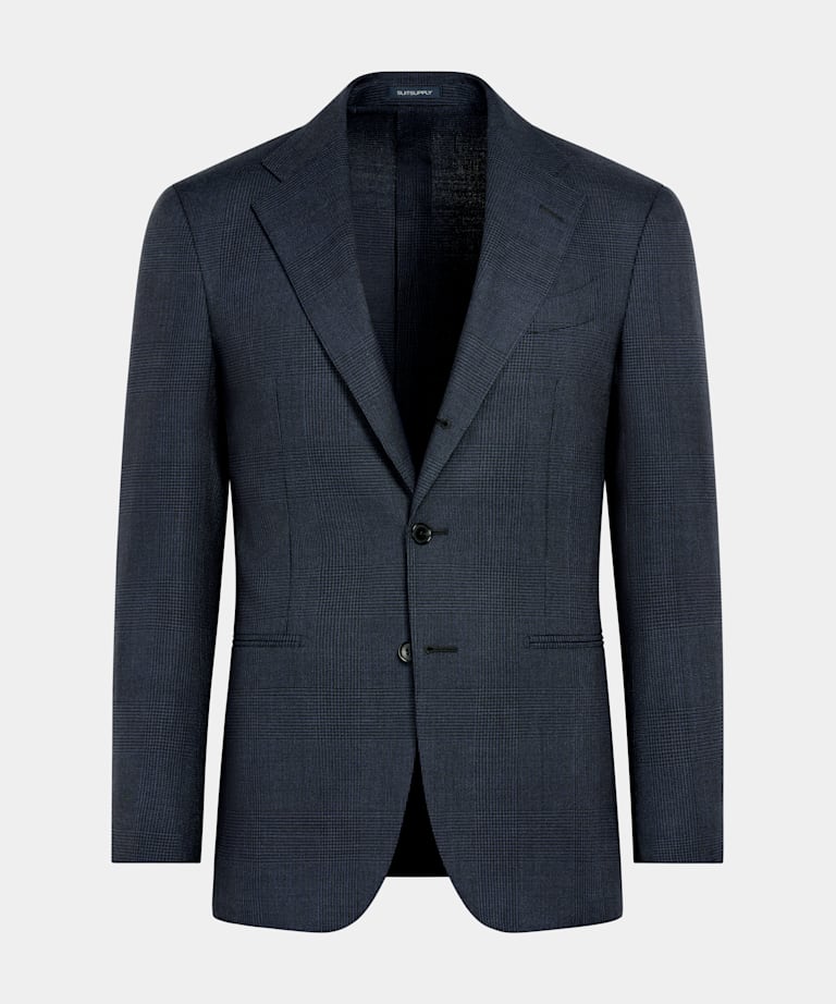 Navy Checked Tailored Fit Havana Blazer