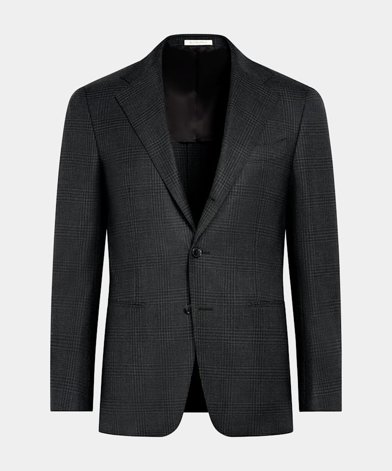 Dark Grey Checked Tailored Fit Havana Blazer