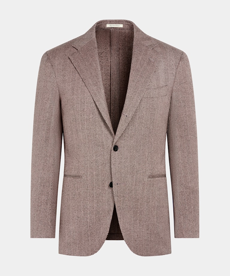 Pink Herringbone Relaxed Fit Roma Blazer