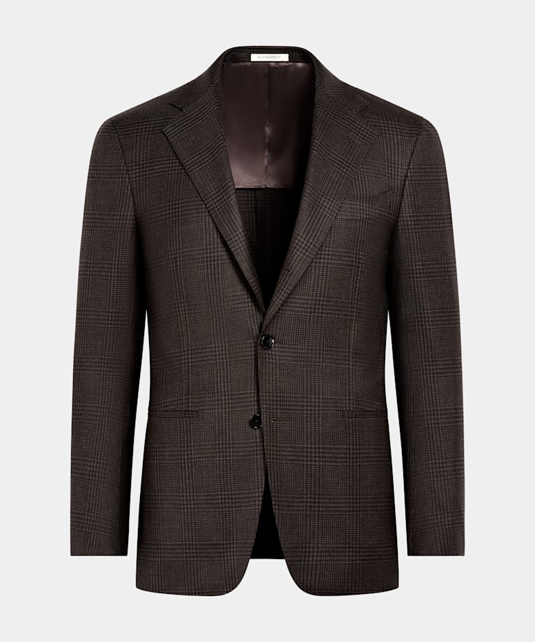 Brown Checked Tailored Fit Havana Blazer