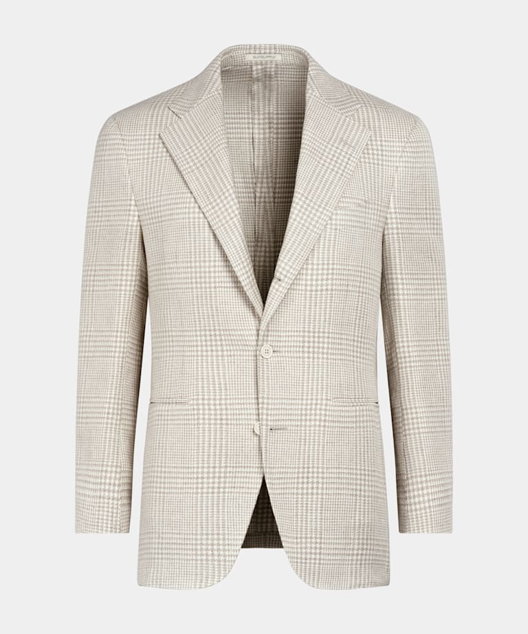 Light Brown Checked Relaxed Fit Roma Blazer