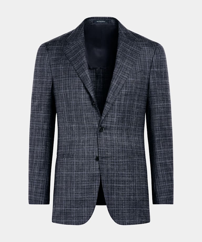 Navy Checked Tailored Fit Havana Blazer