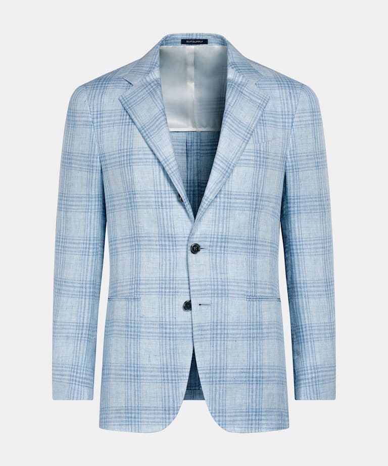 Blazer Havana azul claro a cuadros corte Tailored