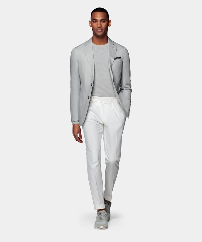 Light Grey Tailored Fit Havana Suit Jacket