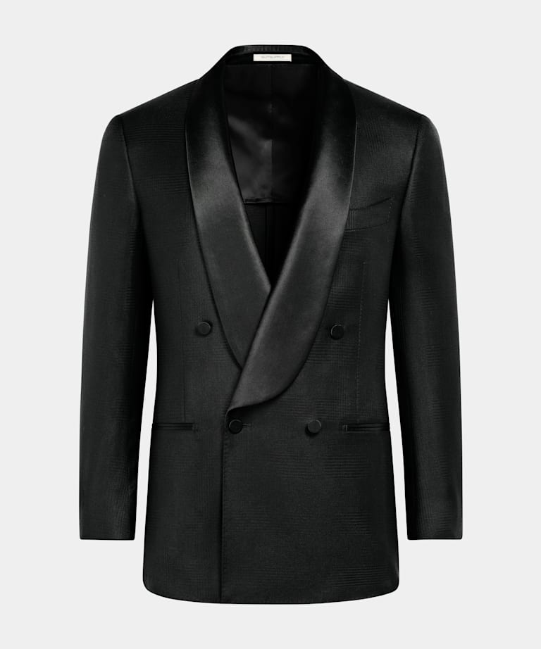 Black Striped Tailored Fit Milano Dinner Jacket