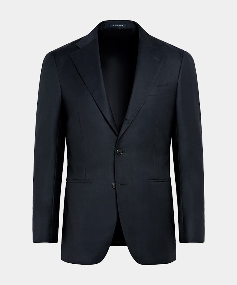 Navy Bird's Eye Tailored Fit Havana Suit Jacket