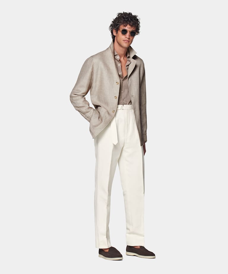 Mid Brown Relaxed Fit Shirt-Jacket