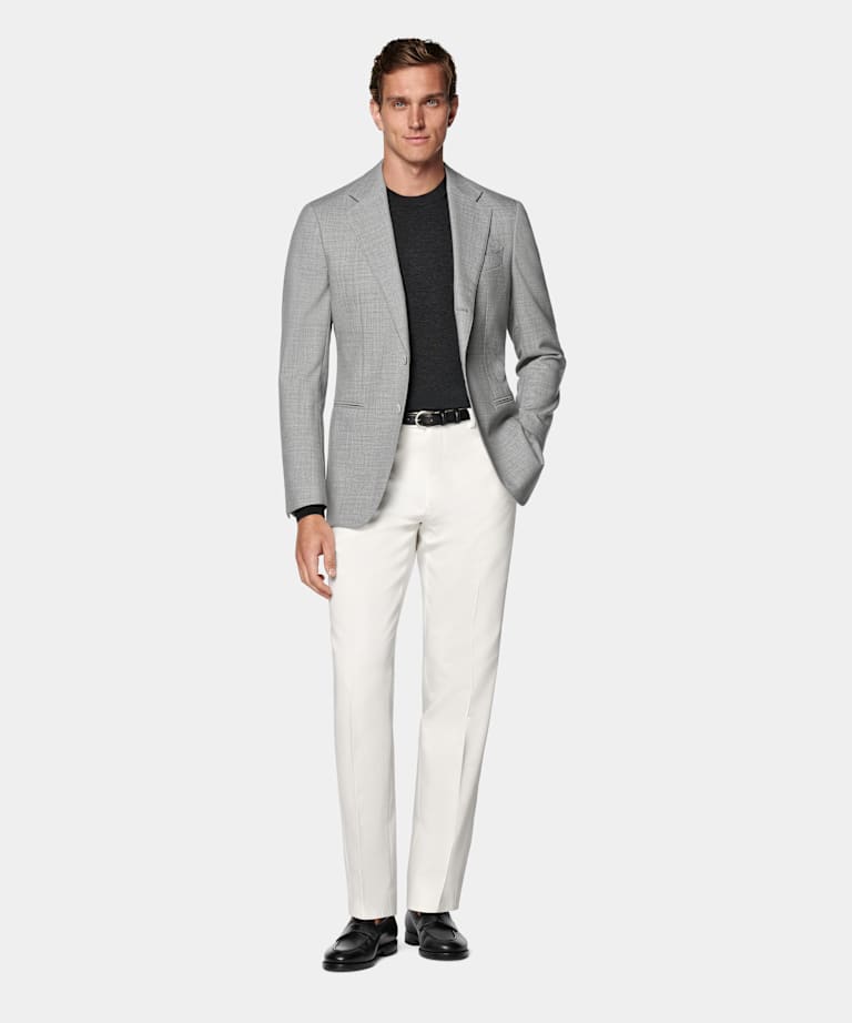 Light Grey Tailored Fit Havana Suit Jacket