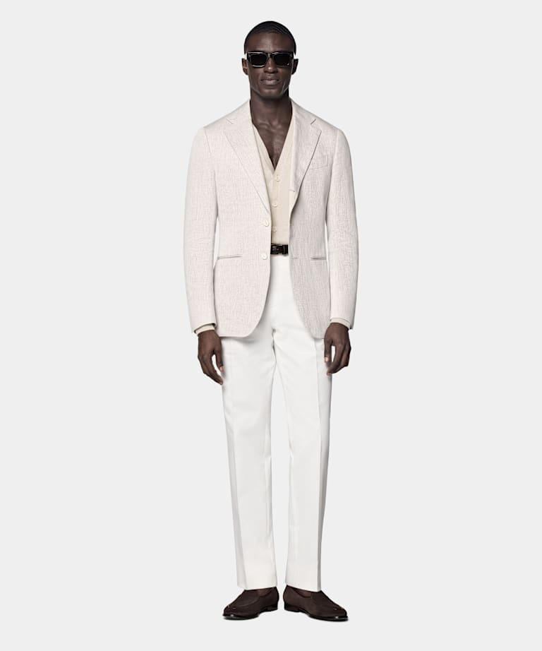 Light Taupe Tailored Fit Havana Suit Jacket