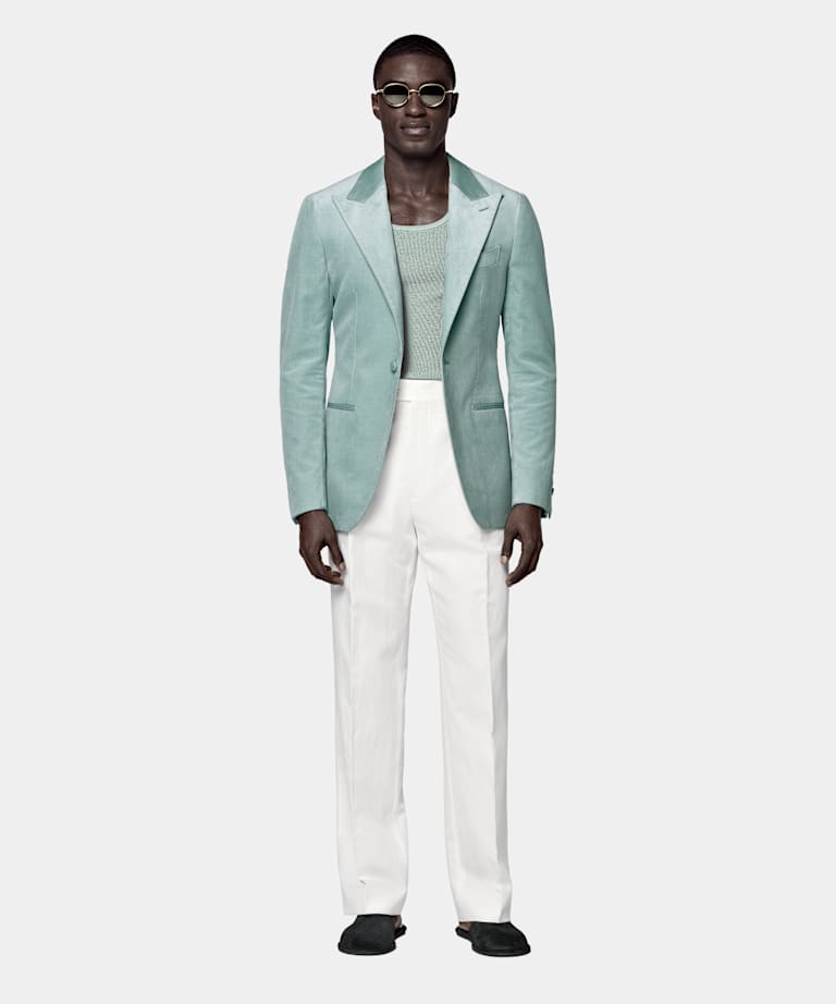 Mid Blue Tailored Fit Havana Dinner Jacket