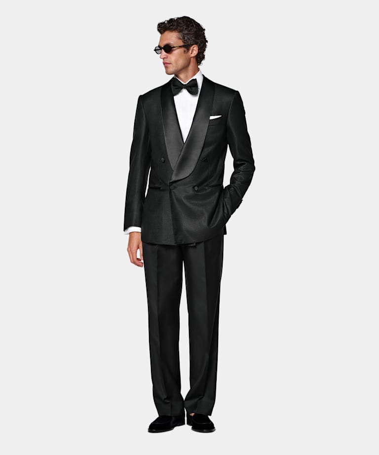 Black Striped Tailored Fit Milano Dinner Jacket