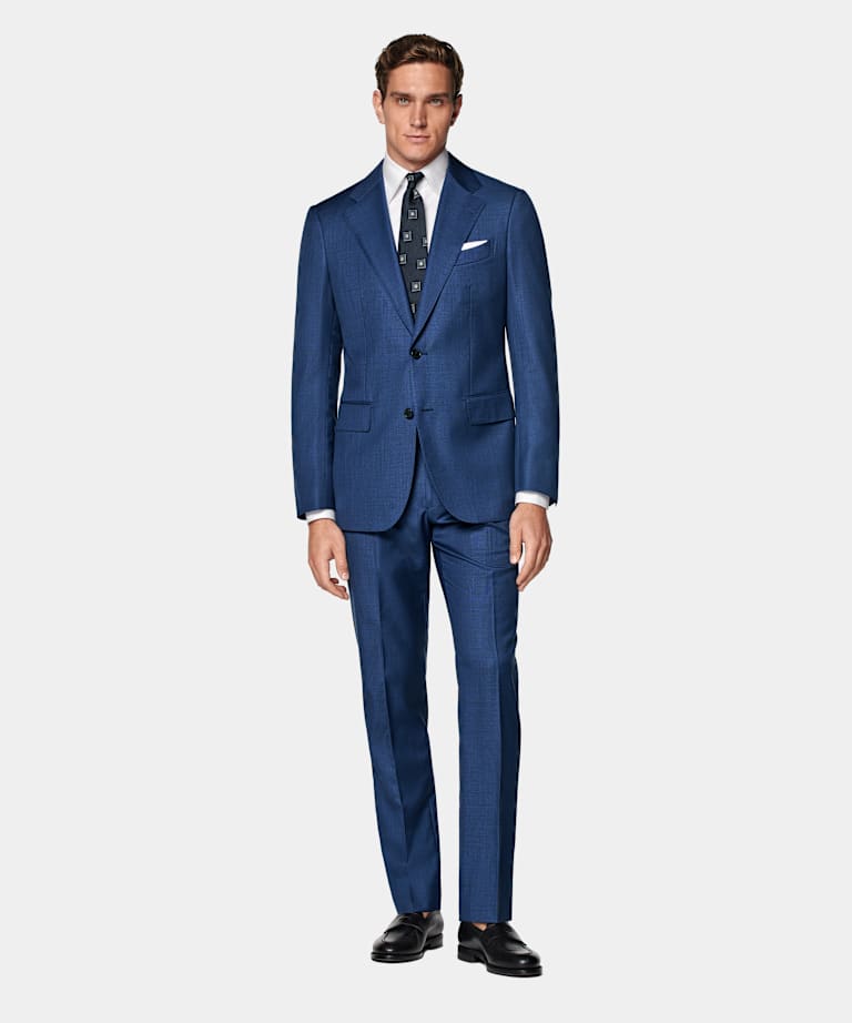 Mid Blue Tailored Fit Havana Suit Jacket