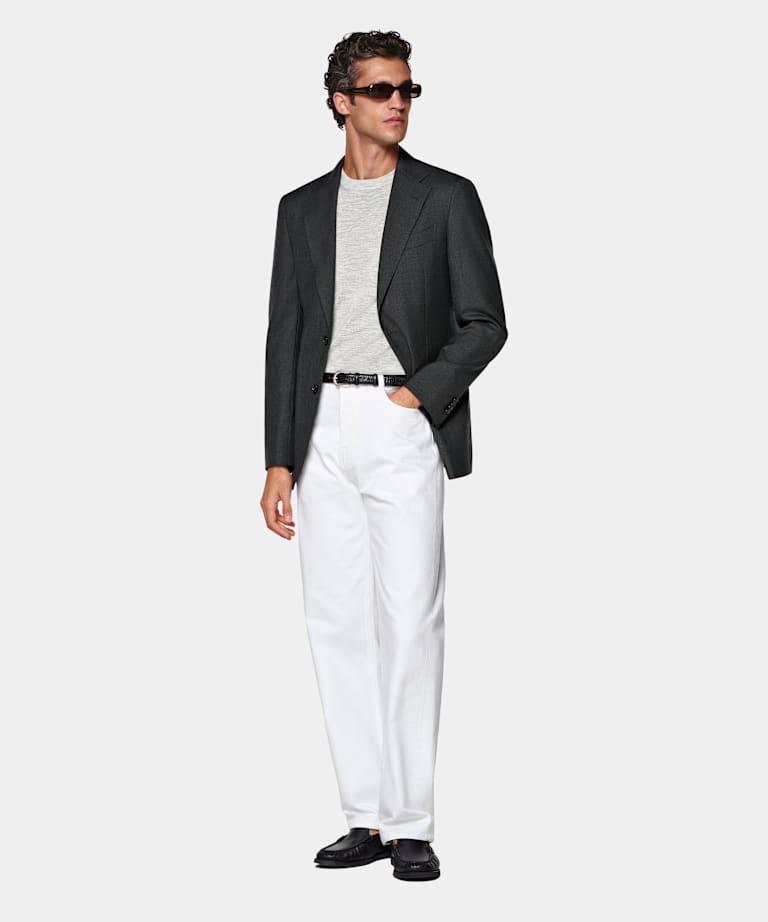 Dark Grey Tailored Fit Havana Suit Jacket