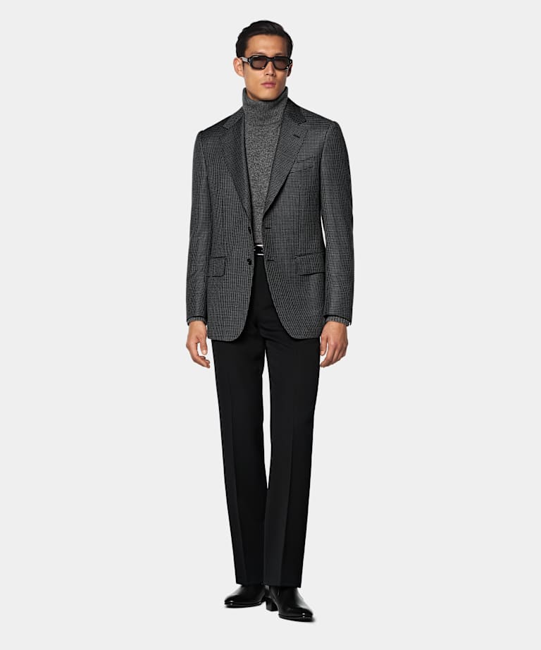 Blazer Milano gris intermedio pata de gallo corte Tailored