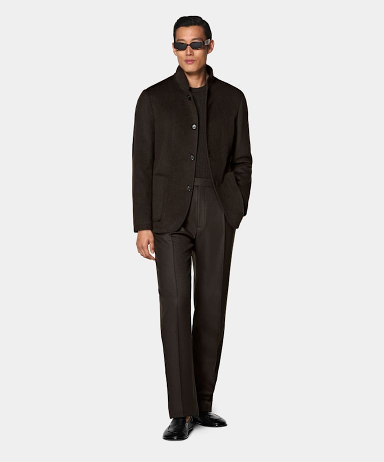 Chaqueta camisa marr&oacute;n oscuro corte Relaxed