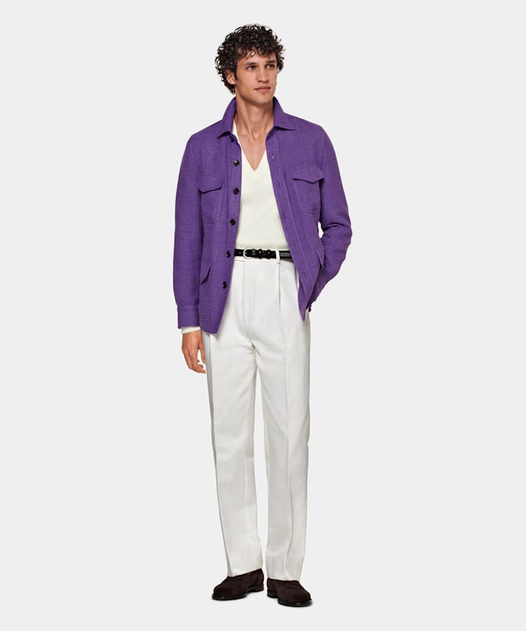 Purple Relaxed Fit Shirt-Jacket