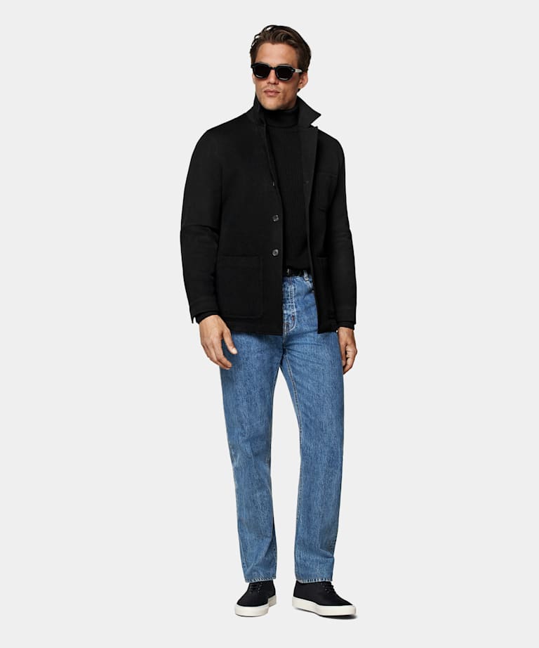 Black Relaxed Fit Shirt-Jacket