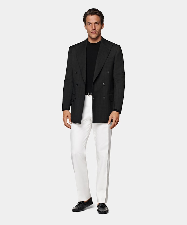 Black Herringbone Tailored Fit Milano Blazer