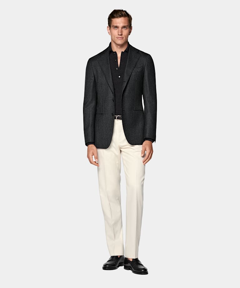 Blazer Havana coupe Tailored gris foncé à carreaux