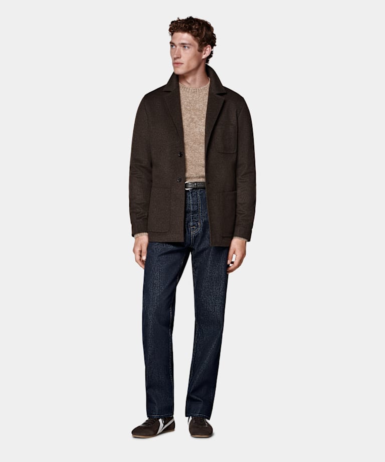 Dark Brown Relaxed Fit Shirt-Jacket