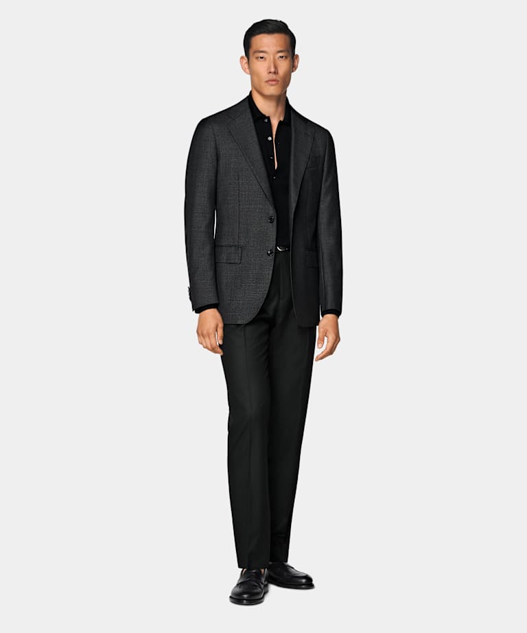 Dark Grey Tailored Fit Havana Suit Jacket