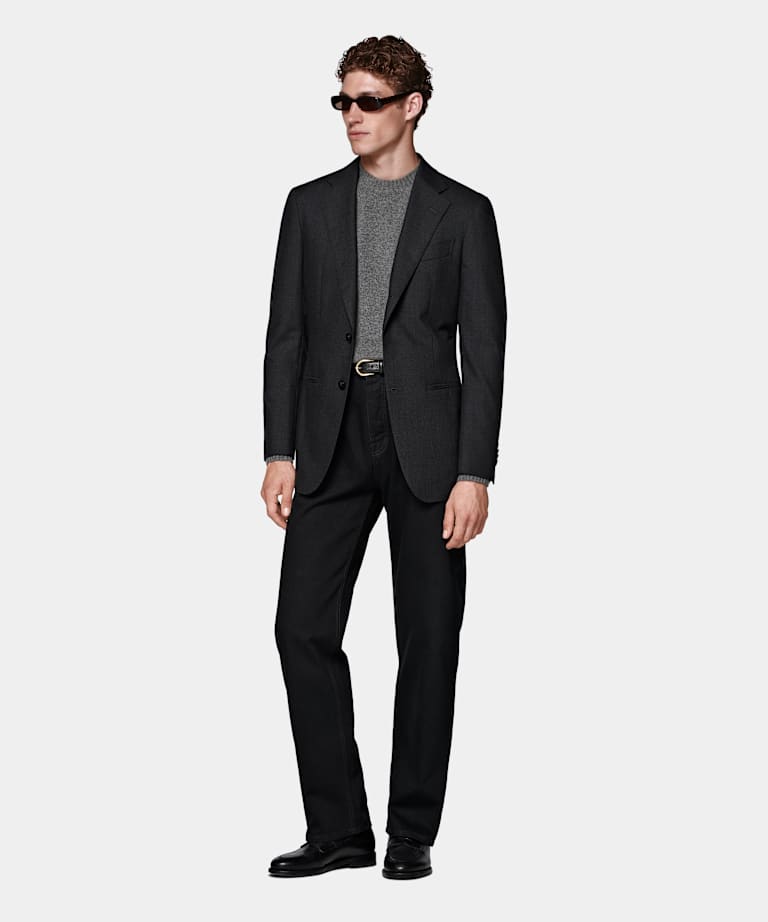 Blazer de traje Havana gris oscuro corte Tailored