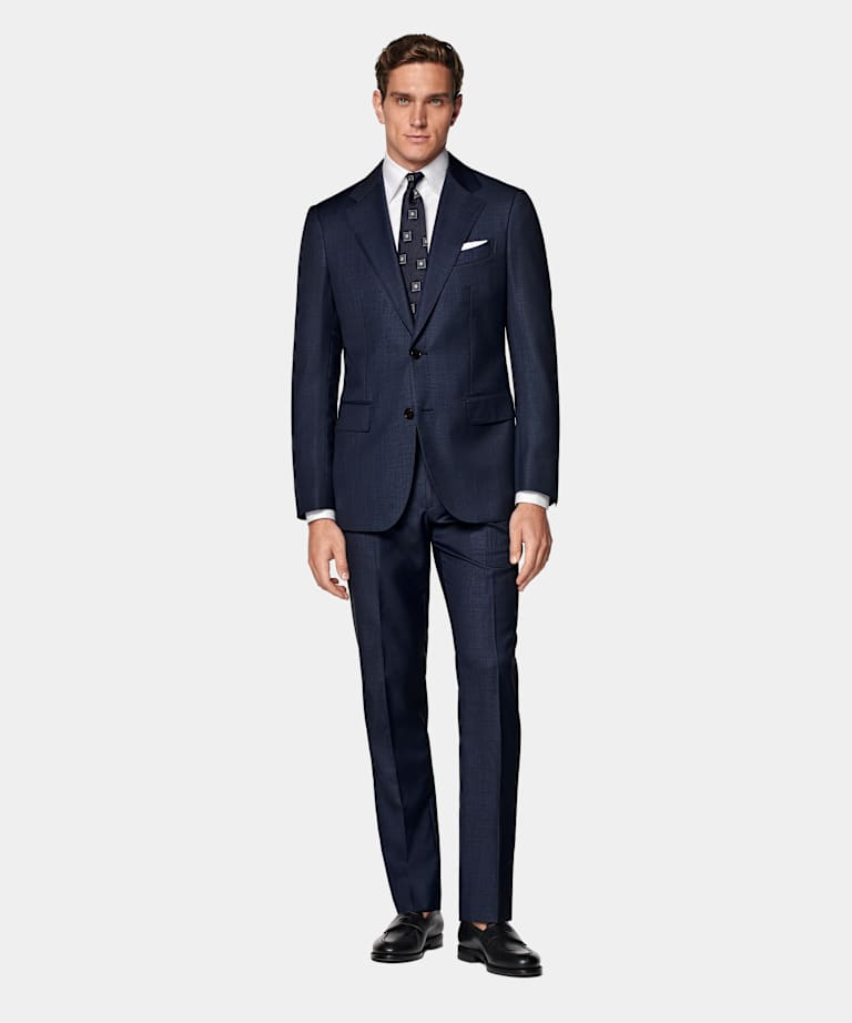 Mid Blue Tailored Fit Havana Suit Jacket
