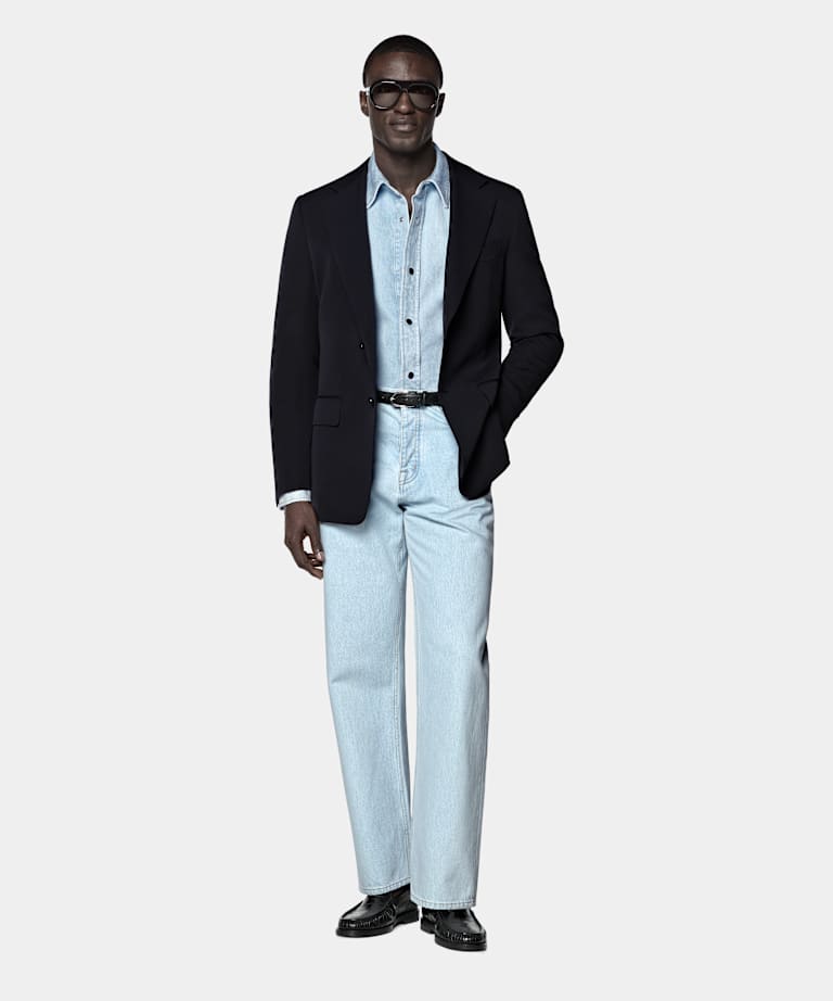 Navy Tailored Fit Milano Suit Jacket