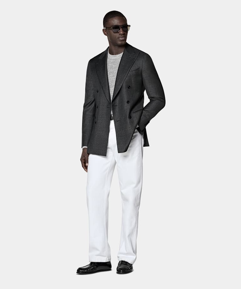 Blazer de traje Havana gris oscuro corte Tailored