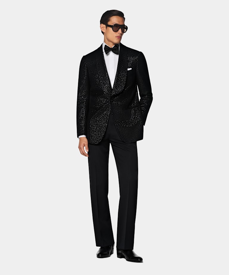 Black Striped Tailored Fit Milano Dinner Jacket
