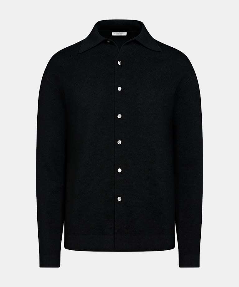 Black Long Sleeve Polo Cardigan