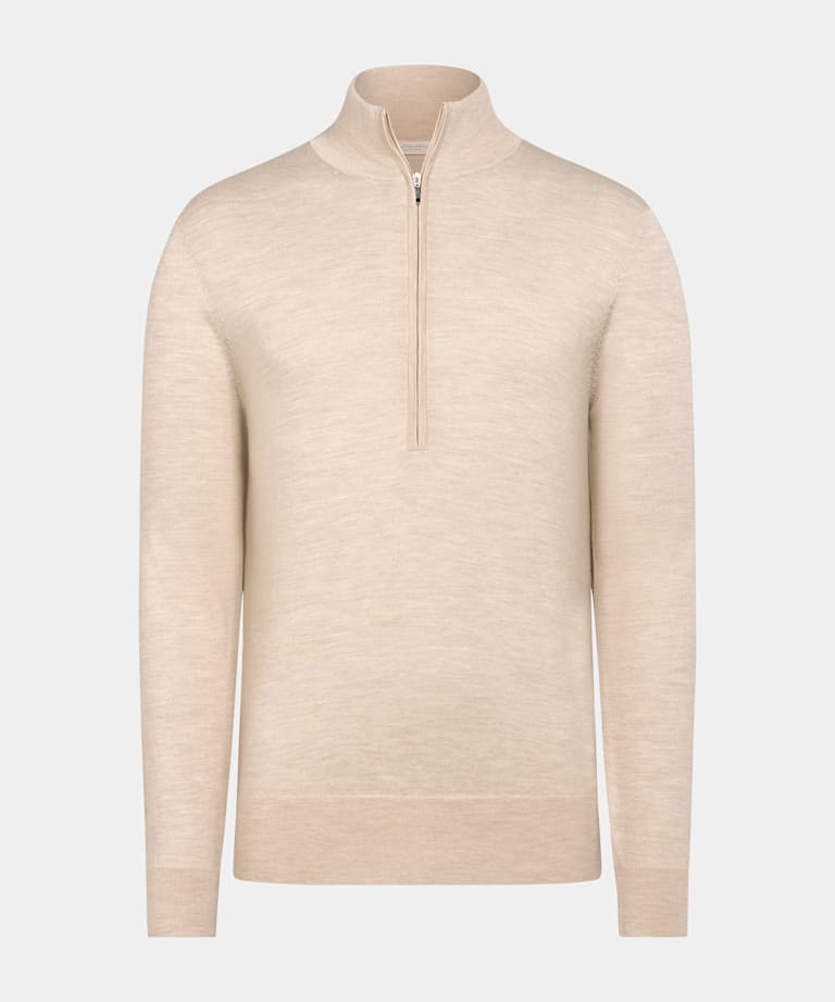 Light Brown Merino Half Zip