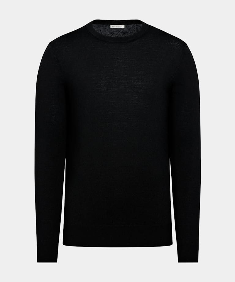 Jersey cuello redondo negro merino