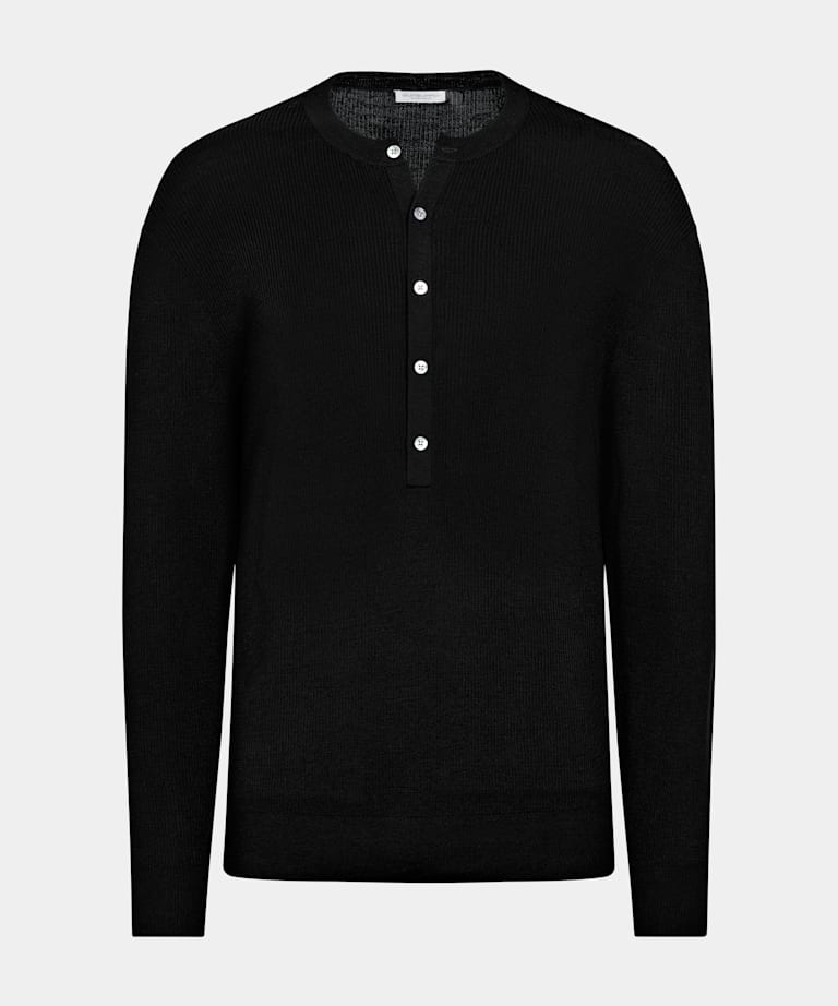 Henley c&ocirc;tel&eacute; noir