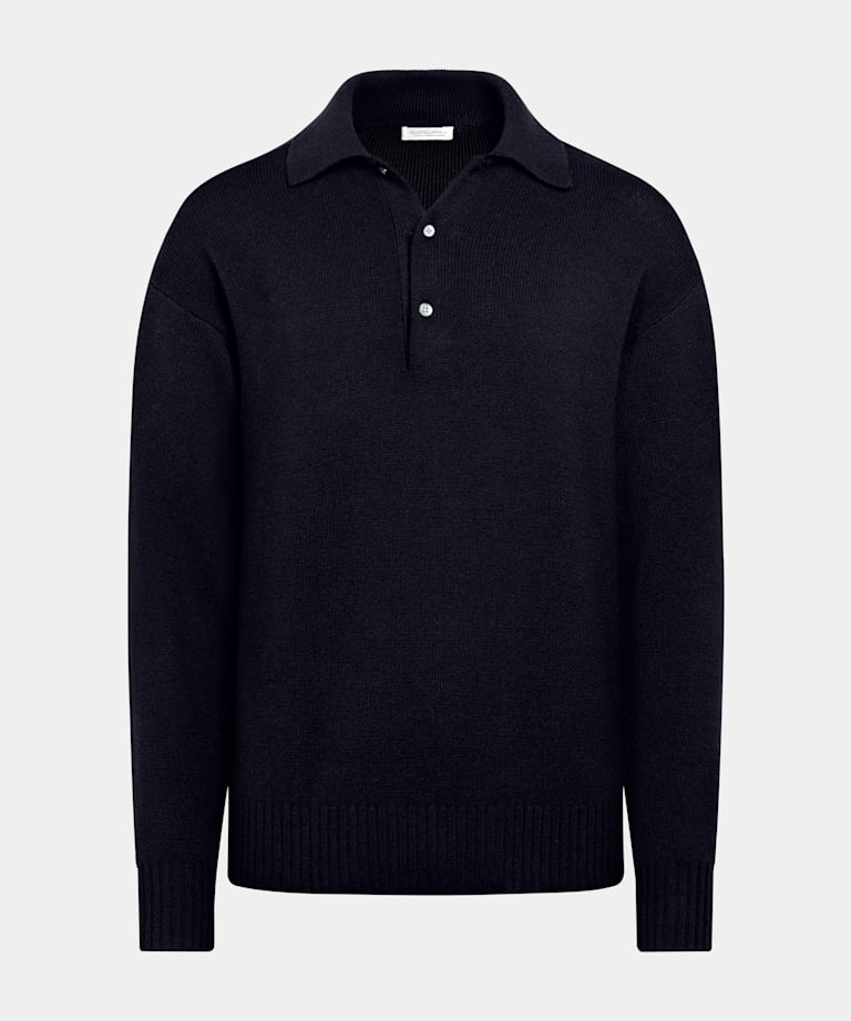 Polo Langarm navy