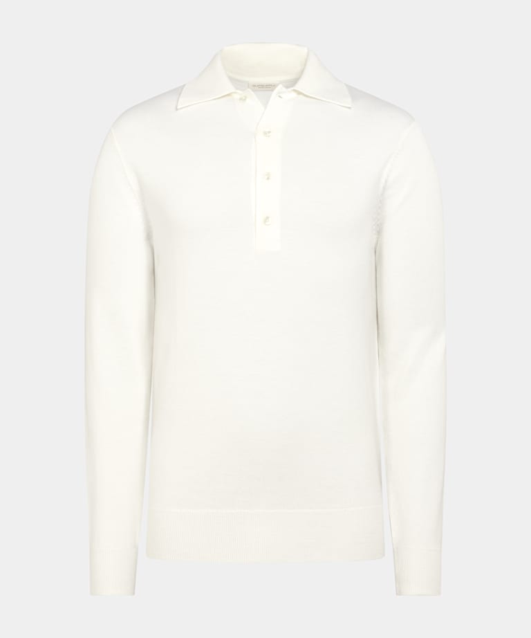 Off-White Merino Long Sleeve Polo