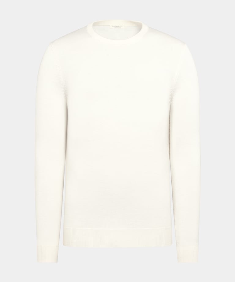 Jersey cuello redondo color crudo merino
