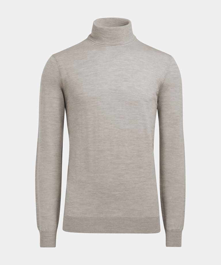Merino Rollkragenpullover hellgrau
