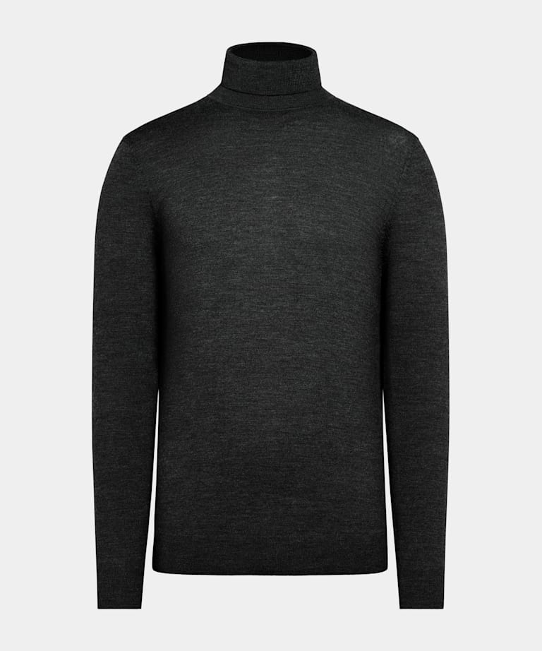 Merino Rollkragenpullover dunkelgrau
